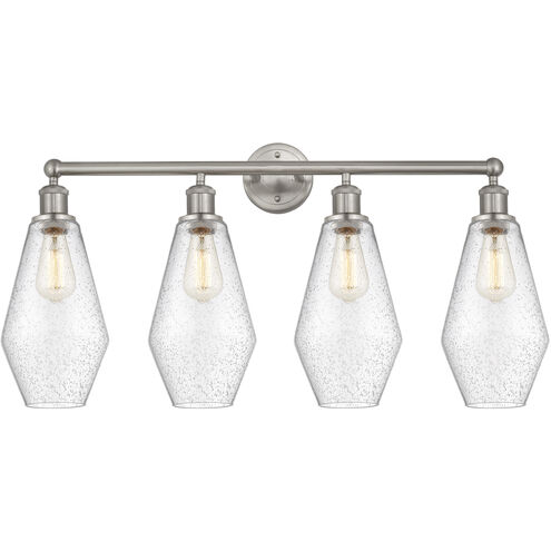 Cindyrella 4 Light 34 inch Brushed Satin Nickel Bath Vanity Light Wall Light in Seedy Glass