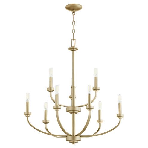 Reyes 9 Light 31 inch Aged Brass Chandelier Ceiling Light