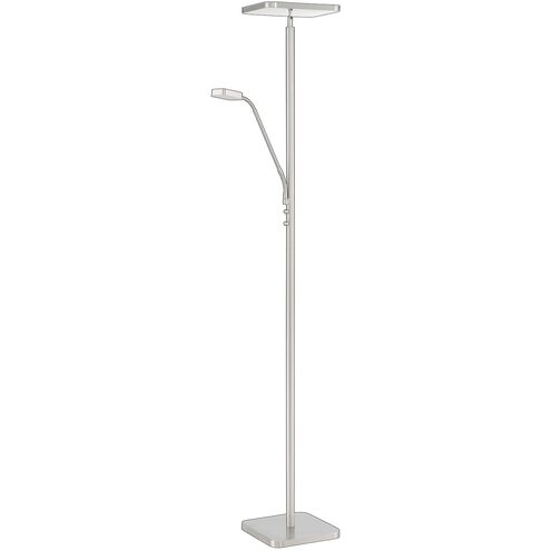 Ella 72 inch 30.00 watt Satin Nickel Torchiere with Reading Light Portable Light