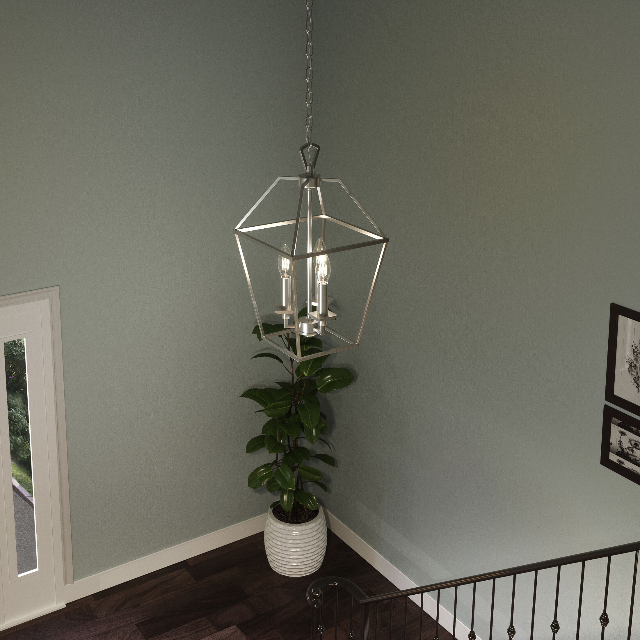 Aviary 3 Light 9.5 inch Brushed Nickel Foyer Chandelier Ceiling Light
