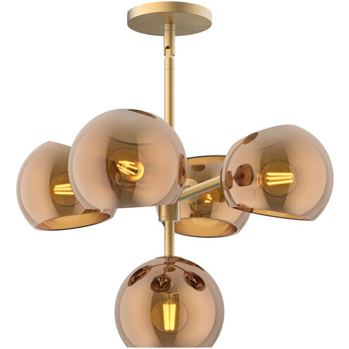 Alora Mood Willow 5 Light 18 inch Brushed Gold Chandelier Ceiling Light in Copper