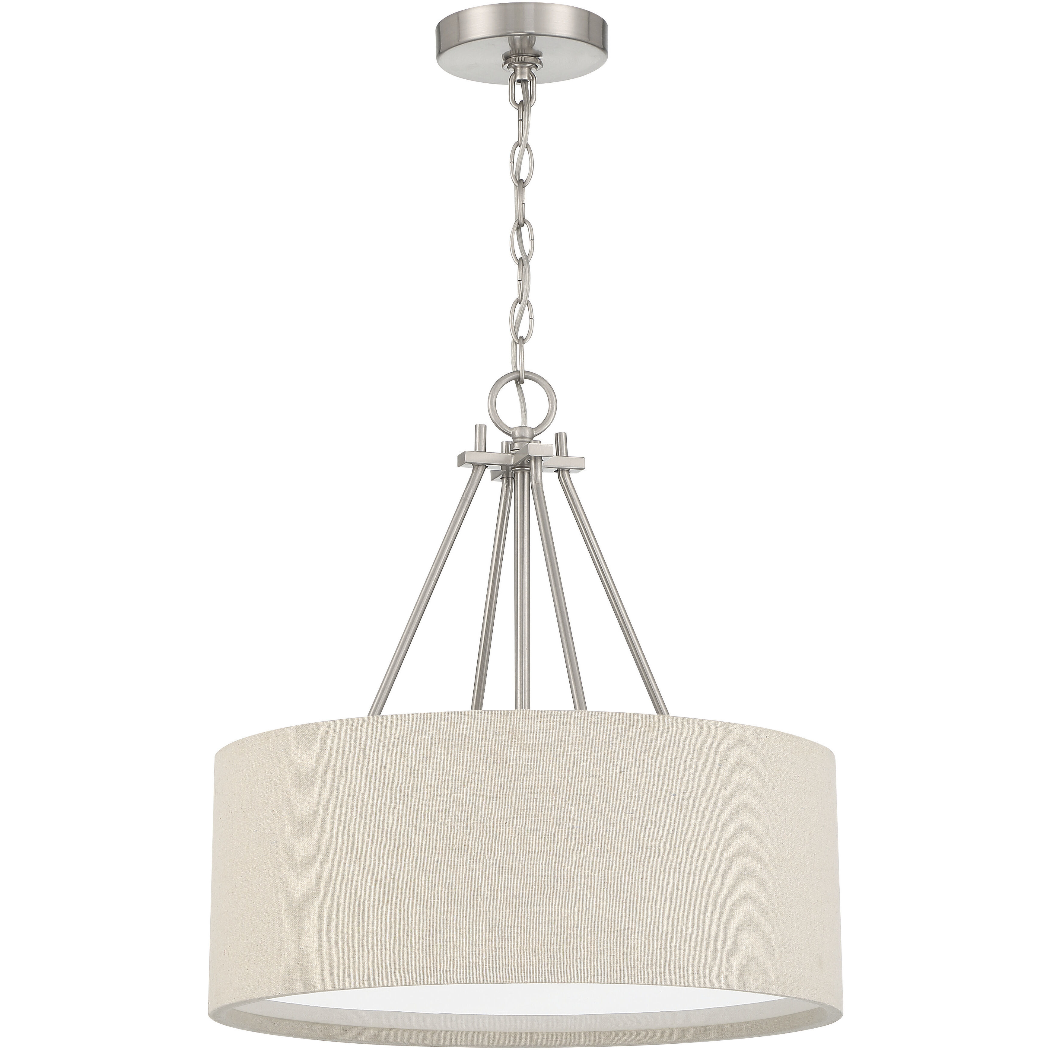 Duke 3 Light 18.13 inch Brushed Polished Nickel Pendant Ceiling Light, Drum