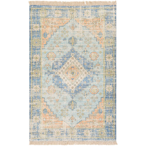 Zainab 36 X 24 inch Sky Blue/Burnt Orange/Lime/Navy/Dark Green/White Rugs in 2 x 3
