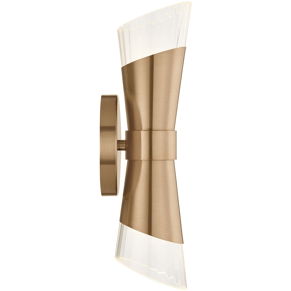 Fusion Collection - Lugano Family 1 Light 4.75 inch Brushed Brass and Ribbed Clear ADA Wall Sconce Wall Light, EVOLV