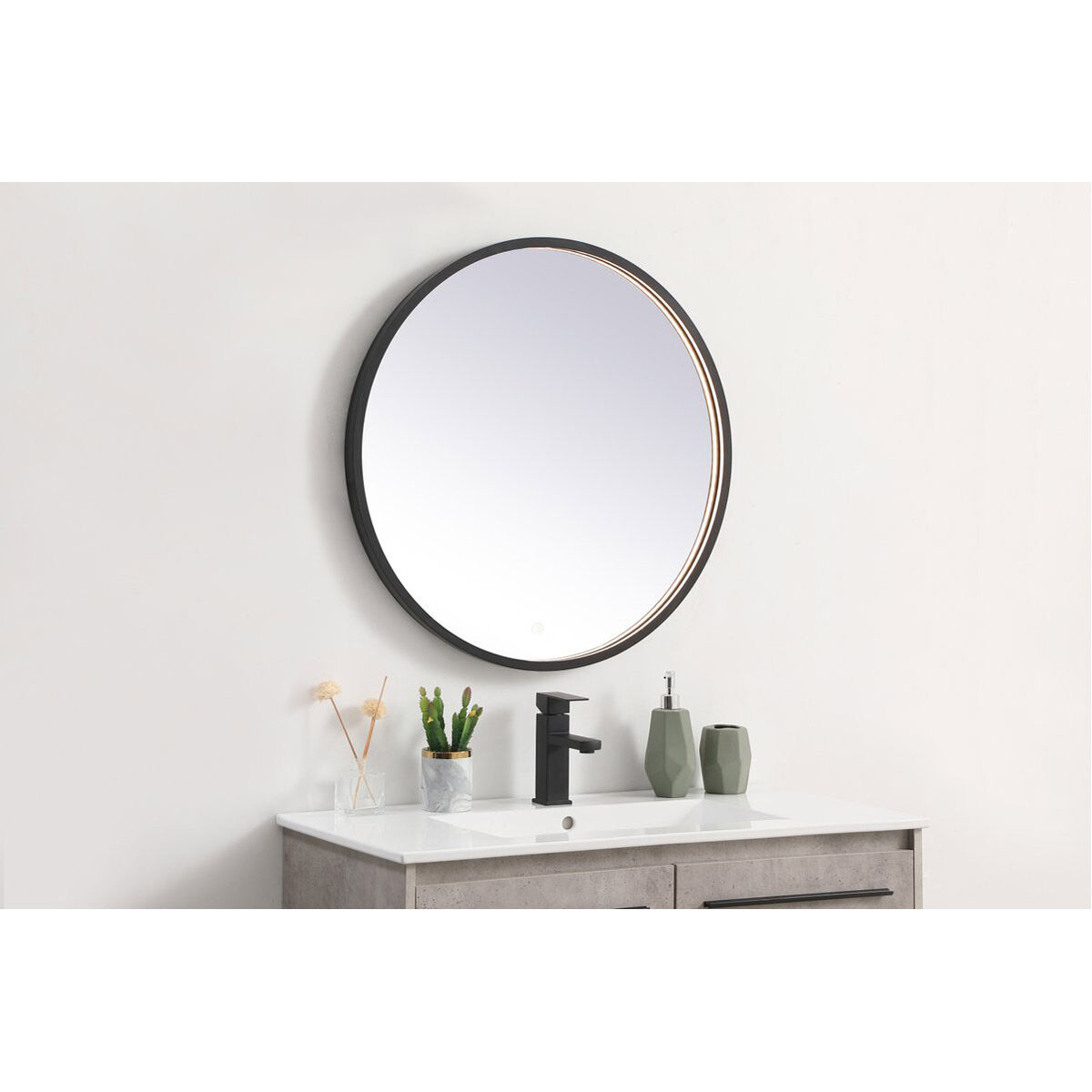 Pier 28 X 28 inch Black LED Mirror