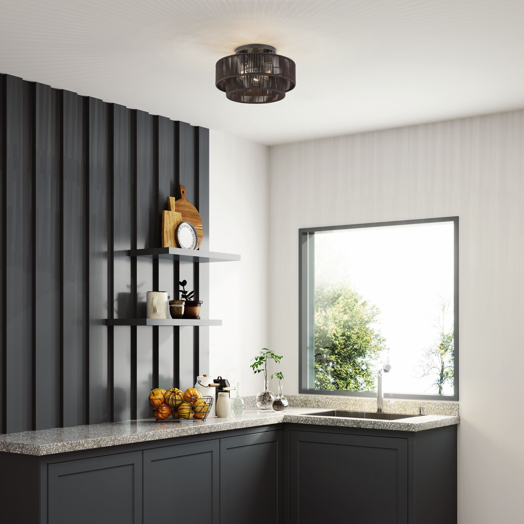 Acordia 3 Light 15 inch English Bronze Semi Flush Mount Ceiling Light, Large