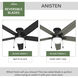 Anisten 52 inch Matte Black with Matte Black/Dark Gray Oak Blades Ceiling Fan