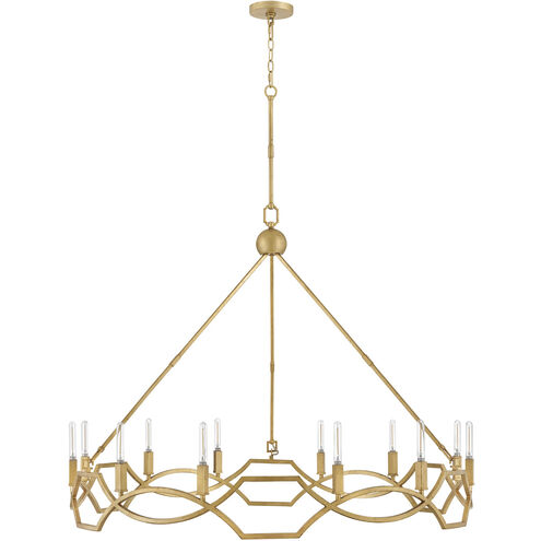 Leona 12 Light 45 inch Distressed Brass Chandelier Ceiling Light