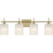 Modern 4 Light 30.75 inch Natural Brass Bathroom Vanity Light Wall Light