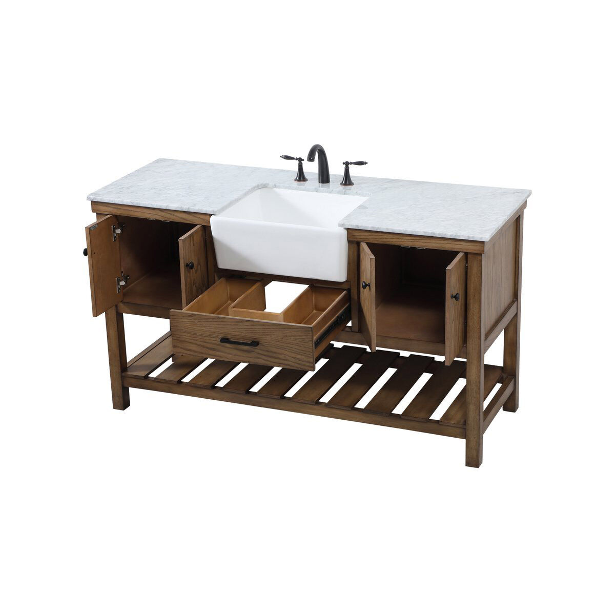 Clement 60 X 22 X 34 inch Driftwood Bathroom Vanity Cabinet