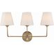 Sylvan 3 Light 23.25 inch Vibrant Gold Bathroom Vanity Light Wall Light