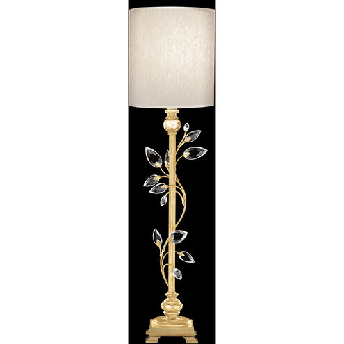 Crystal Laurel 37 inch 60 watt Gold Console Lamp Portable Light in Gold Leaf, Champagne Fabric