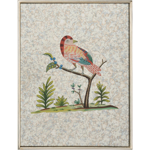 Antiqued Mirrored Bird D Silver Wall Decor, Square