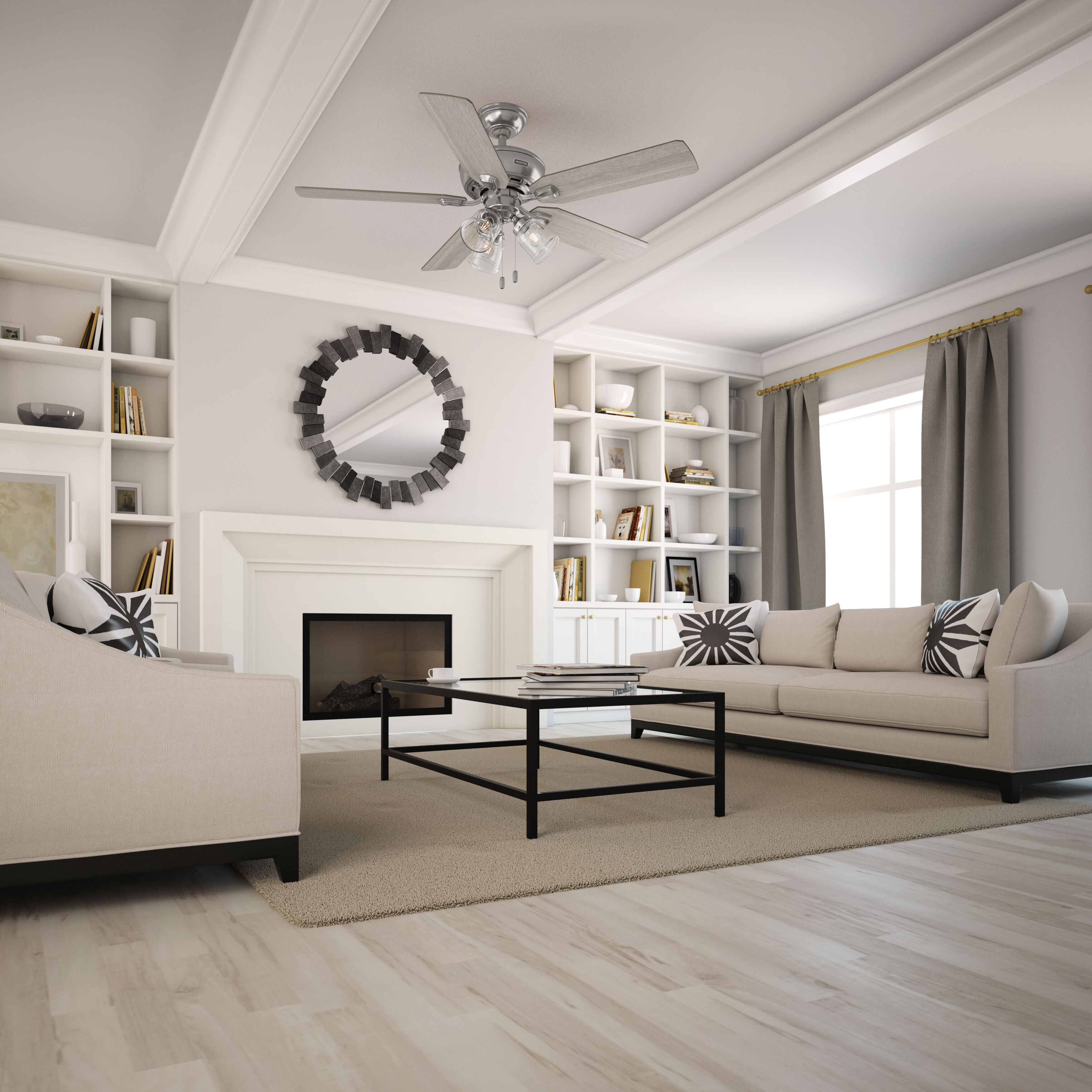 Rosner 52 inch Brushed Nickel with Light Gray Oak/Warm Grey Oak Blades Ceiling Fan