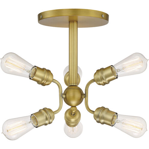 Faraday 6 Light 17 inch Brushed Brass Semi Flush Mount Ceiling Light