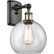 Ballston Athens LED 8 inch Black Antique Brass Sconce Wall Light in Clear Glass, Ballston