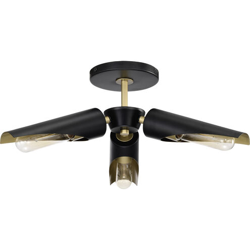 Marc 3 Light 16 inch Matte Black Semi Flush Mount Ceiling Light
