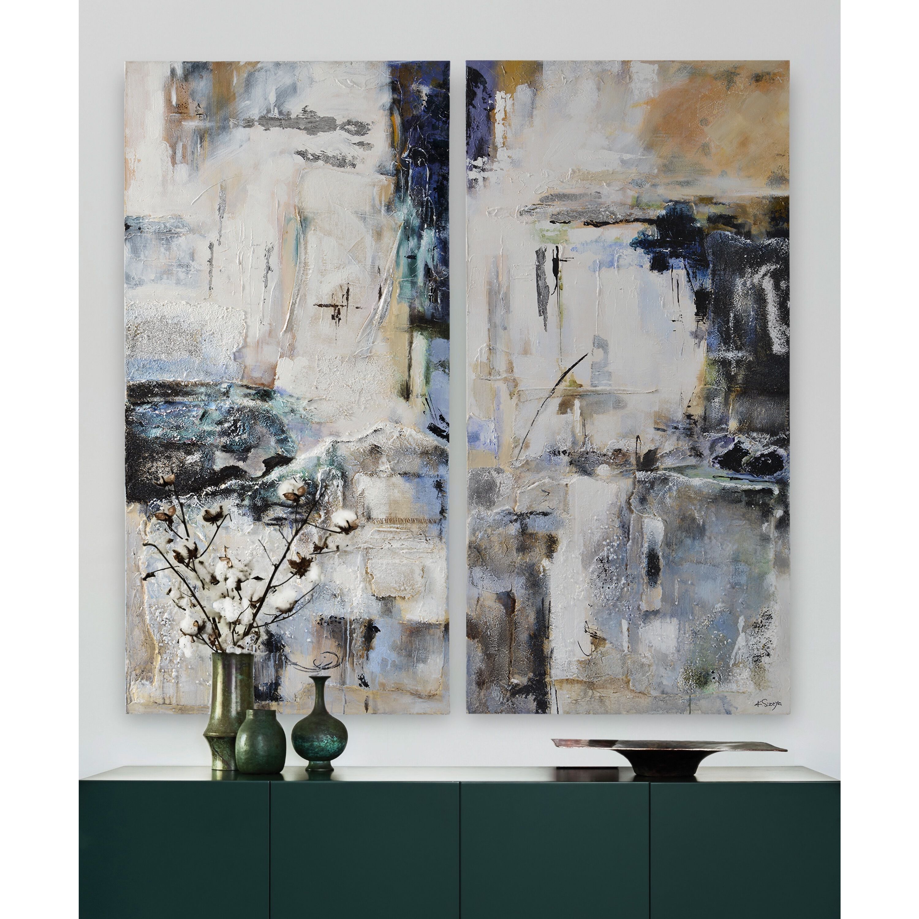 Yaffa Grey/Multiple Canvas Art, 2 Piece