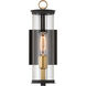 Cara 1 Light 14 inch Legacy Brass and Dark Matte Black Outdoor Wall Sconce