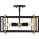 Tribeca 4 Light 16 inch Matte Black Semi-flush Ceiling Light in Aged Brass, Damp