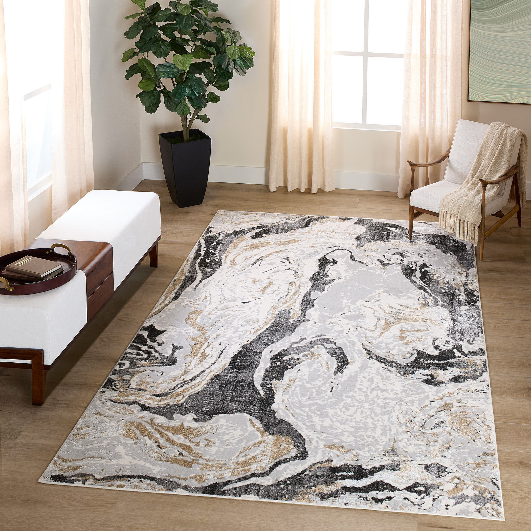 Fatima 36 X 24 inch Mineral Tones Rug in 2 x 3