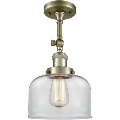 Franklin Restoration Large Bell LED 8 inch Antique Brass Semi-Flush Mount Ceiling Light in Clear Glass, Franklin Restoration