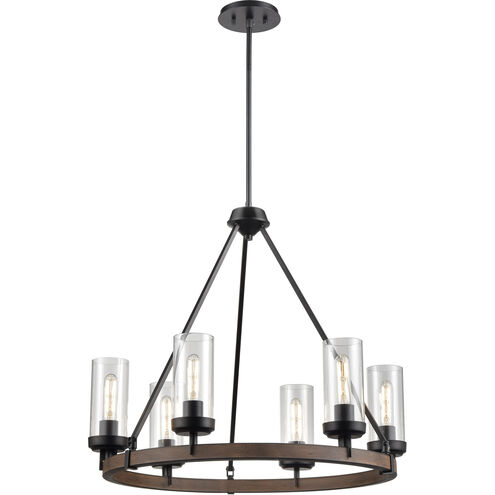 Okanagan 6 Light 18 inch Graphite and Birchwood Chandelier Ceiling Light