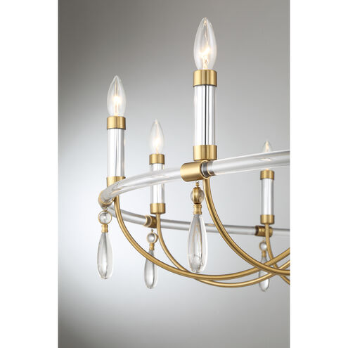 Mayfair 10 Light 45 inch Warm Brass with Chrome Accents Chandelier Ceiling Light