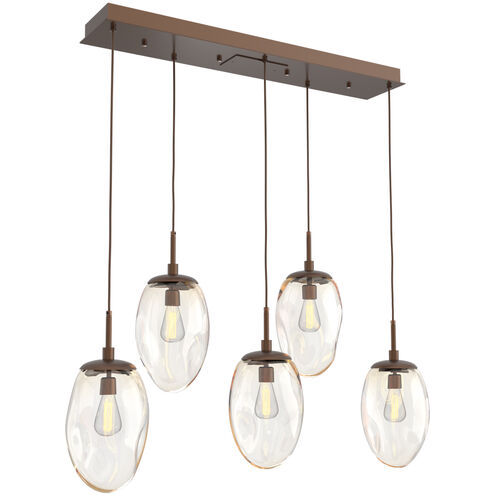Meteo Incandescent 5 Light Burnished Bronze Linear Pendant Ceiling Light in Amber, Multi-Pendant