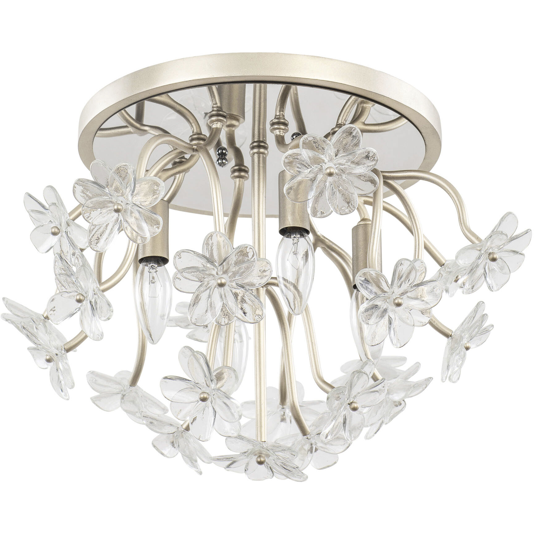 Wildflower 4 Light 19 inch Gold Dust/Artifact Semi-Flush Ceiling Light, Smithsonian Collaboration