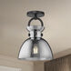 Alora Mood Waldo 1 Light 8.75 inch Matte Black Semi Flush Mount Ceiling Light in Smoke Glass