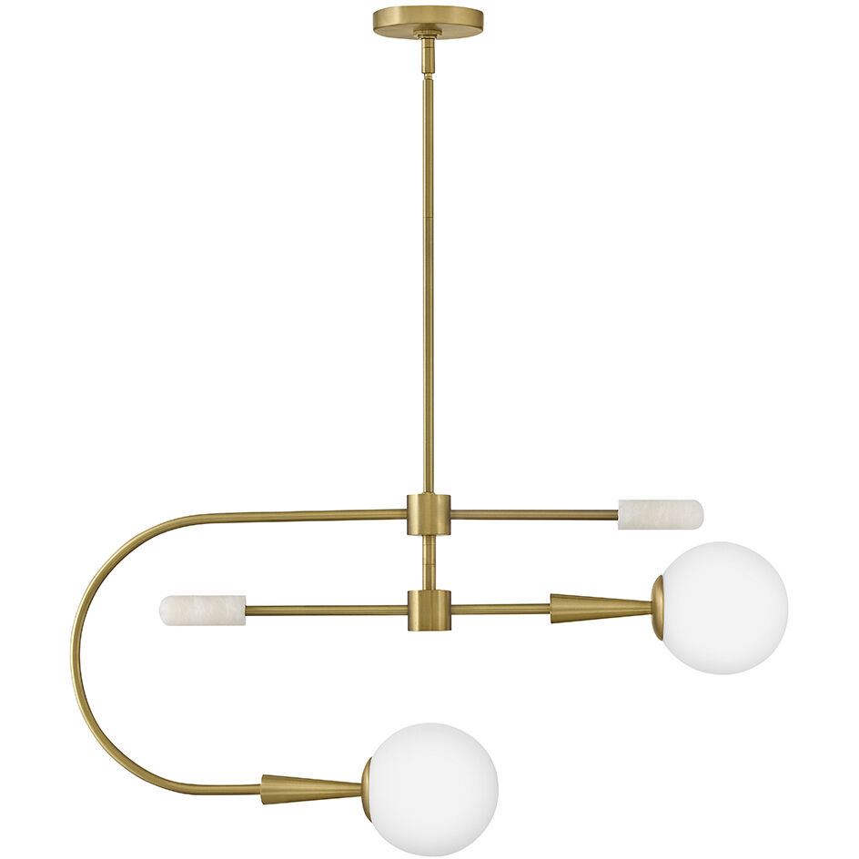 Maude 2 Light 32.25 inch Lacquered Brass Chandelier Ceiling Light