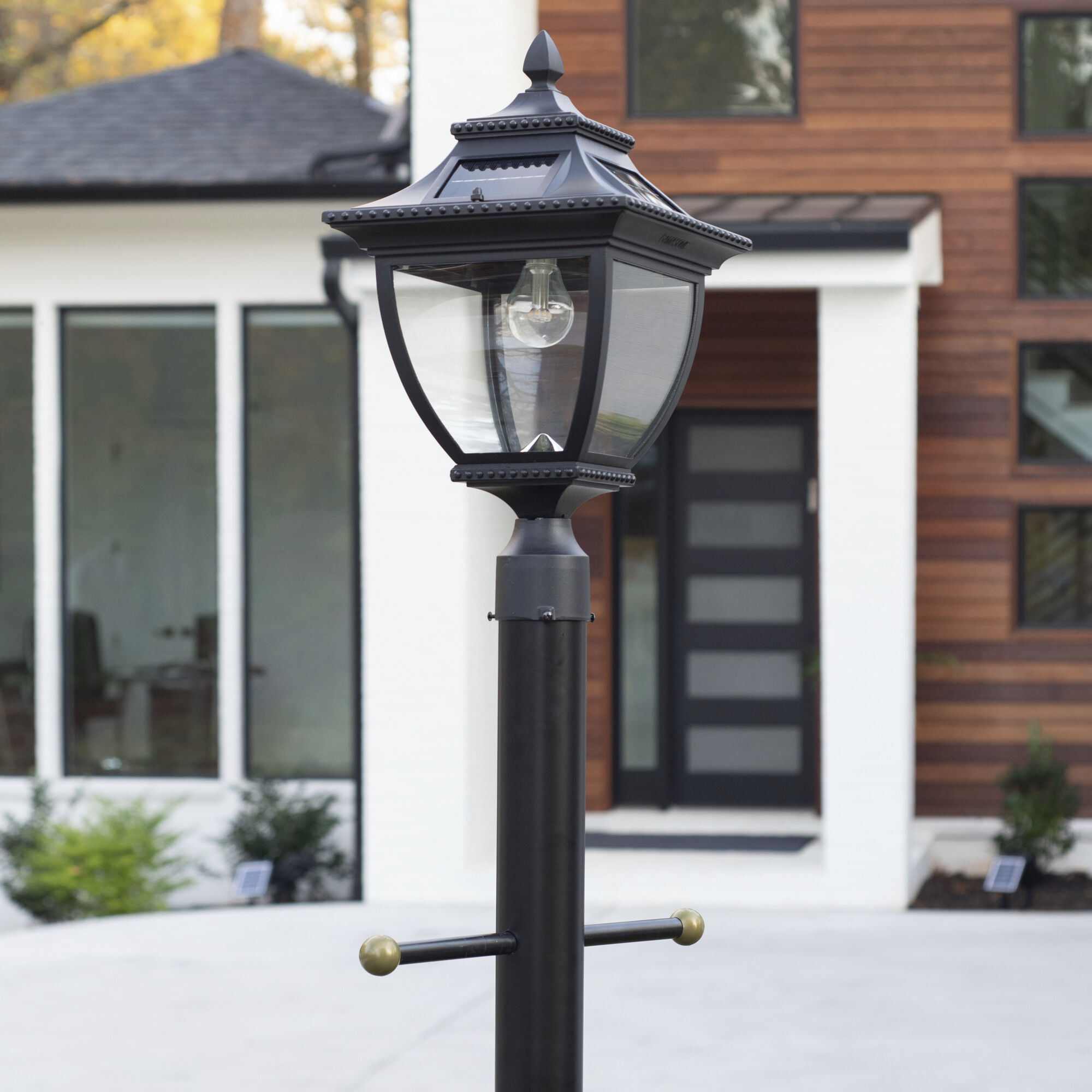 Pagoda LED 22 inch Black Outdoor Post Light, Solar