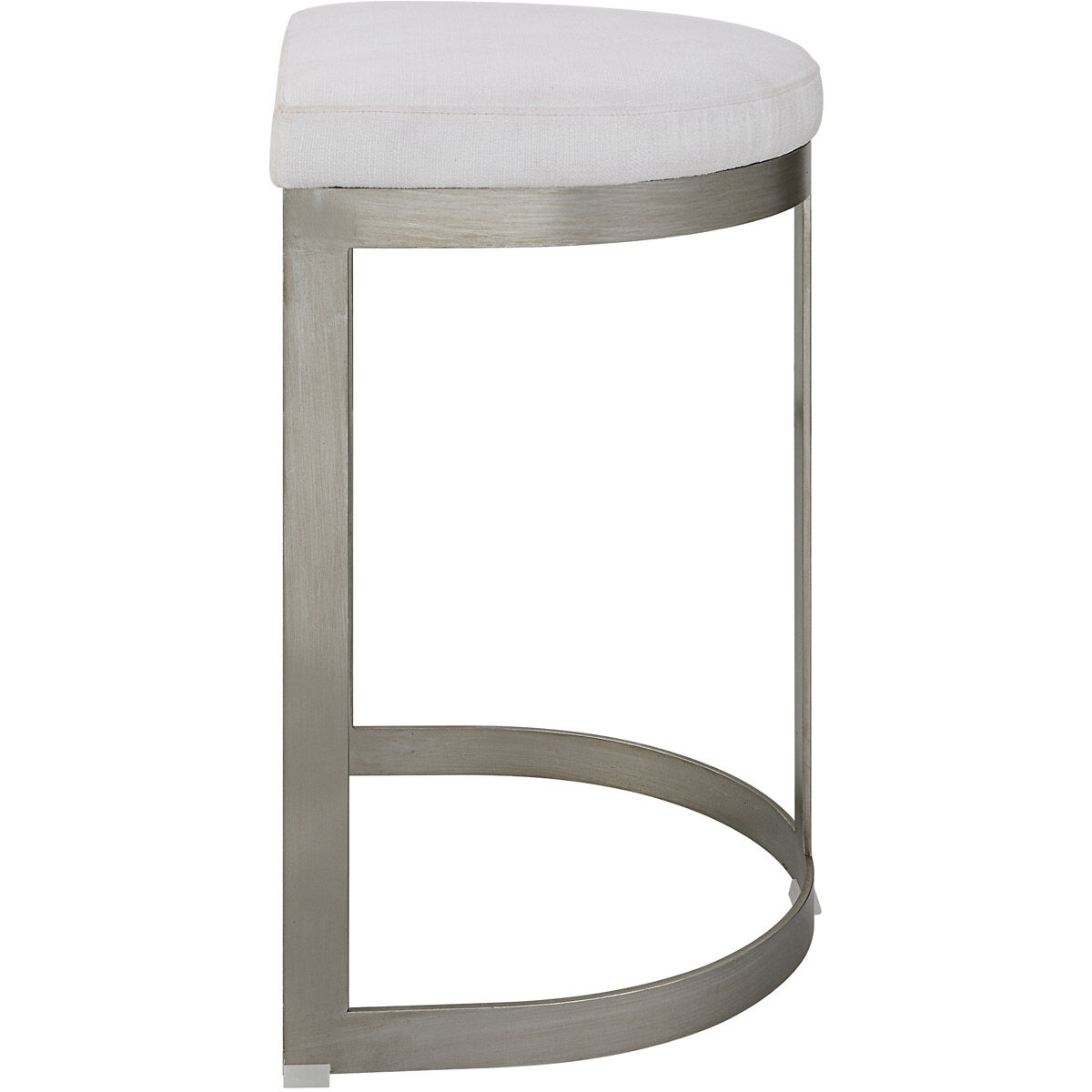 Ivanna 26 inch Brushed Silver and White Fabric Counter Stool