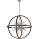 Morning Star 6 Light 19.5 inch Brown with Chrome and Clear Chandelier Ceiling Light