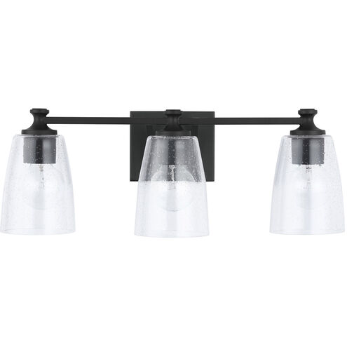 Myles 3 Light 23 inch Matte Black Vanity Light Wall Light