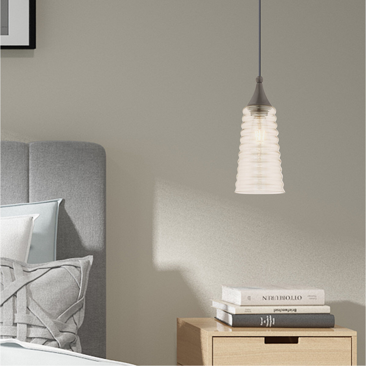 Art Glass 1 Light 6 inch English Bronze Mini Pendant Ceiling Light