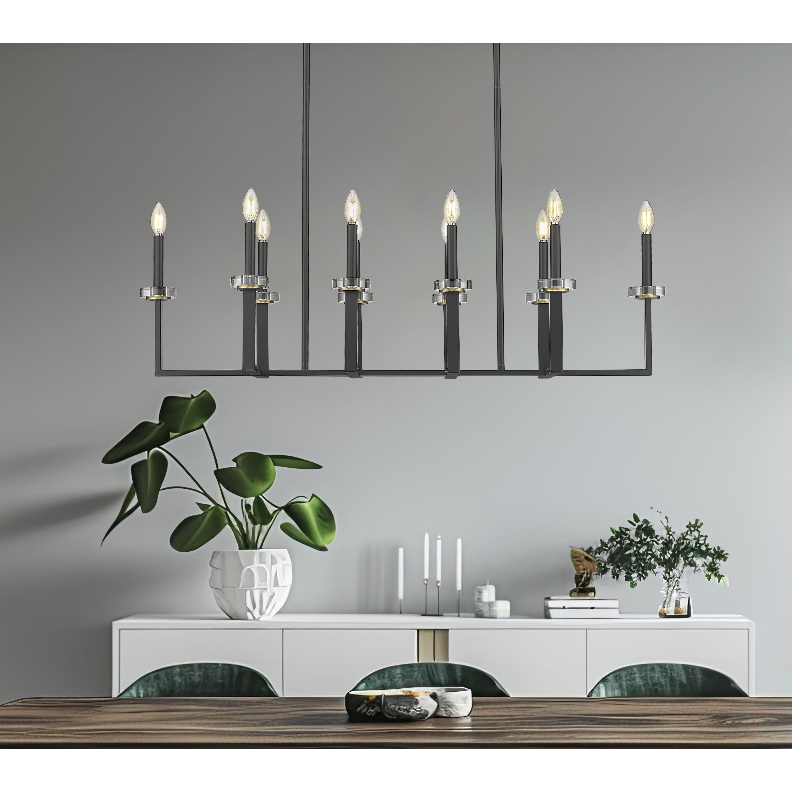 Gaultier 10 Light 44.75 inch Matte Black and Mondern Gold Linear Chandelier Ceiling Light in Matte Black and Modern Gold