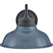 Wallace Outdoor Barn Light in Museum Black with Denim Blue, Gooseneck
