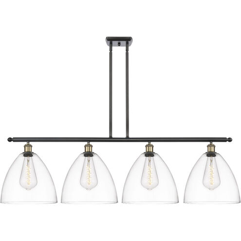 Ballston Ballston Dome LED 50 inch Black Antique Brass and Matte Black Island Light Ceiling Light in Clear Glass