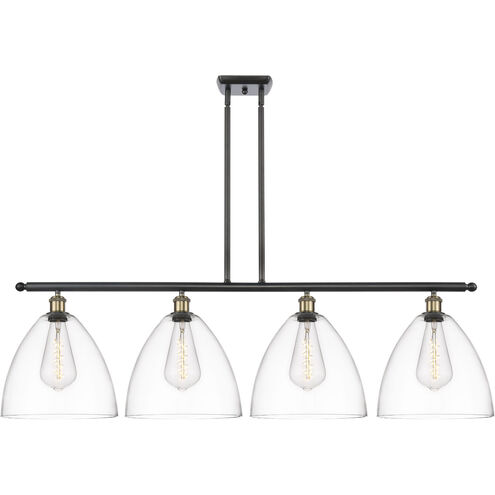 Ballston Ballston Dome Island Light Ceiling Light in Black Antique Brass, Clear Glass