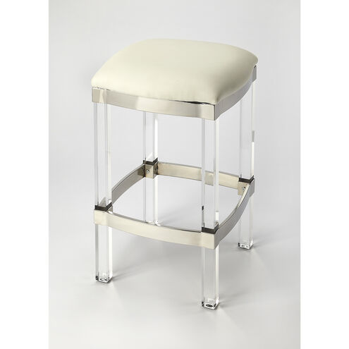 Butler Loft Jordan Acrylic & White Leather 24 inch White Leather Barstool