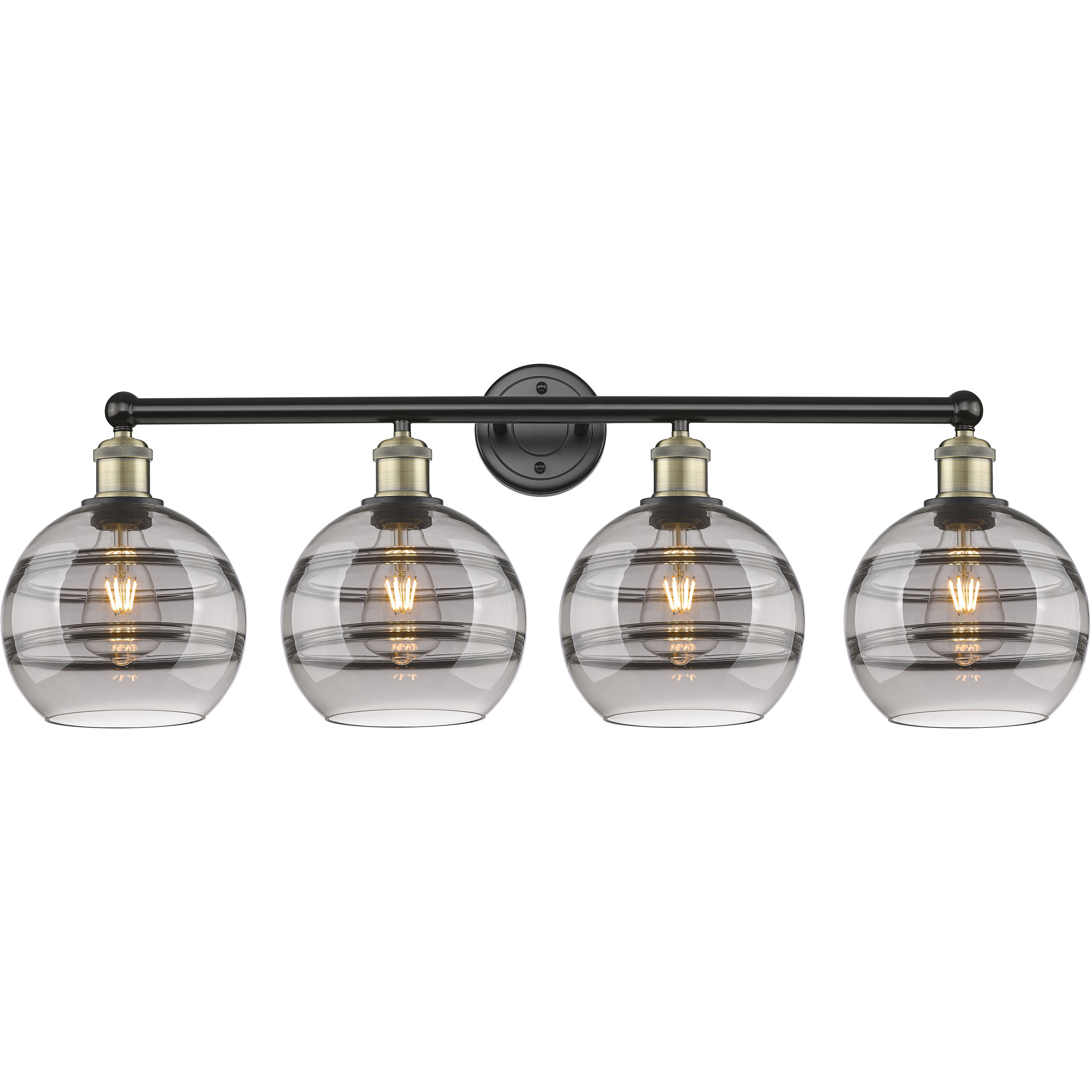 Edison Rochester 4 Light 35 inch Black Antique Brass Bath Vanity Light Wall Light