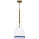 Nash 1 Light 10 inch Heirloom Brass with Navy Stripe Indoor Pendant Ceiling Light in Heirloom Brass/Navy Stripe