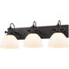 Hines 3 Light 25 inch Rubbed Bronze Semi-flush Ceiling Light in Opal Glass, Damp