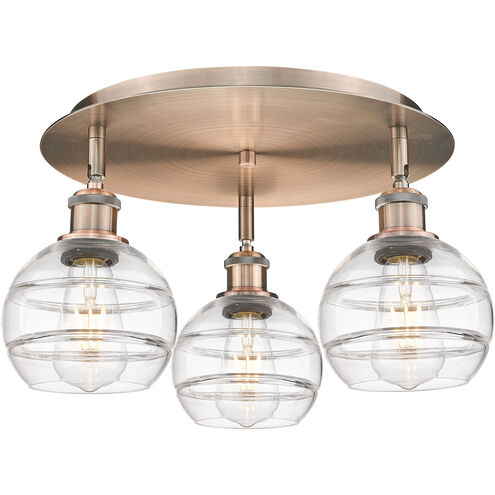 Ballston Rochester 3 Light 17.63 inch Antique Copper Flush Mount Ceiling Light