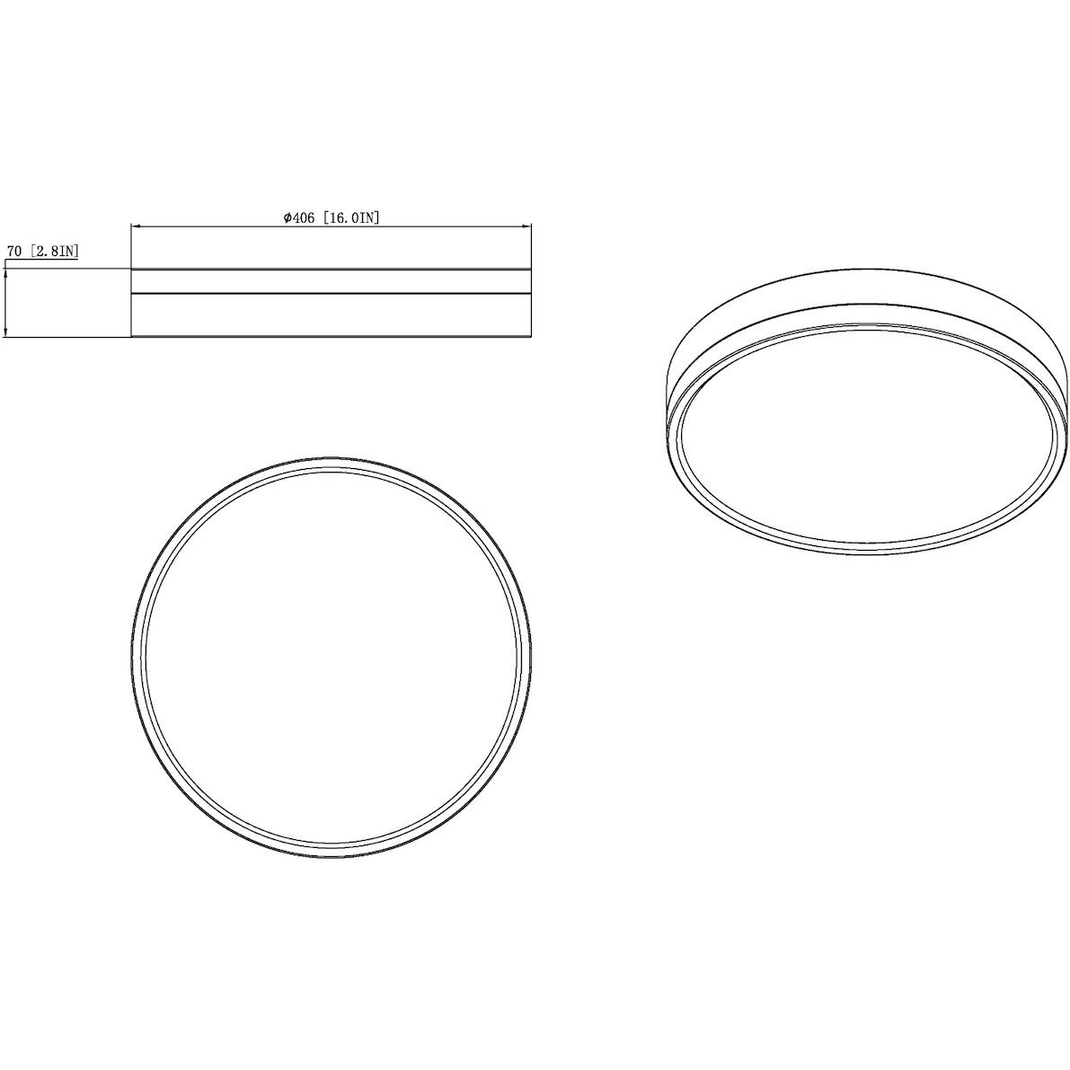 Algar LED 16 inch Matte White and Modern Gold Flush Mount Ceiling Light