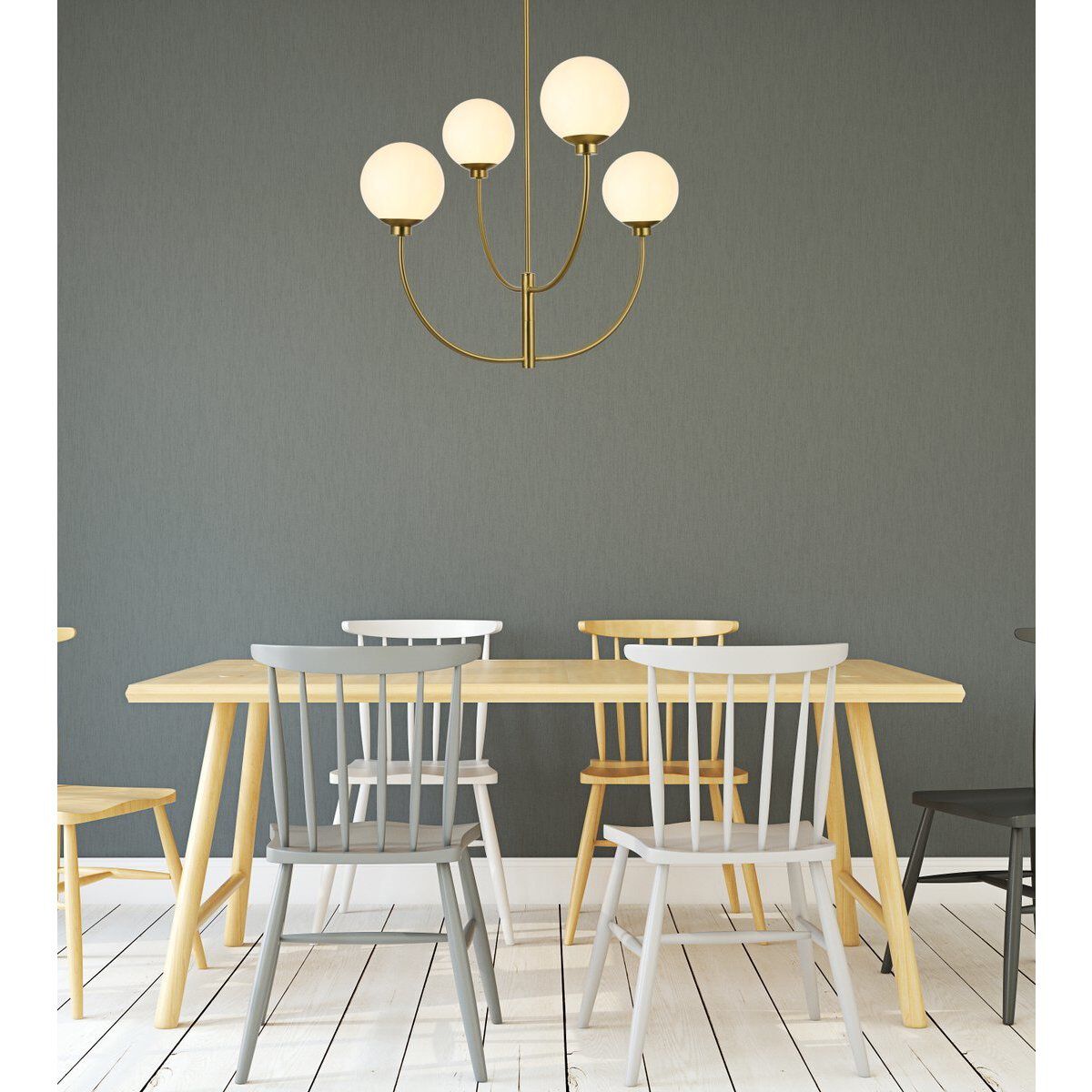 Nyomi 4 Light 30 inch Satin Gold Chandelier Ceiling Light