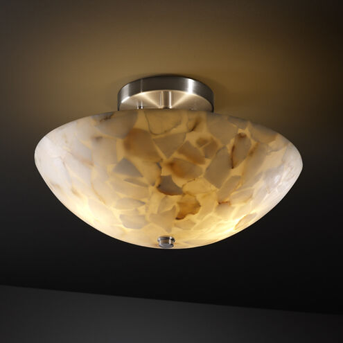 Alabaster Rocks 2 Light Brushed Nickel Semi-Flush Bowl Ceiling Light in Incandescent