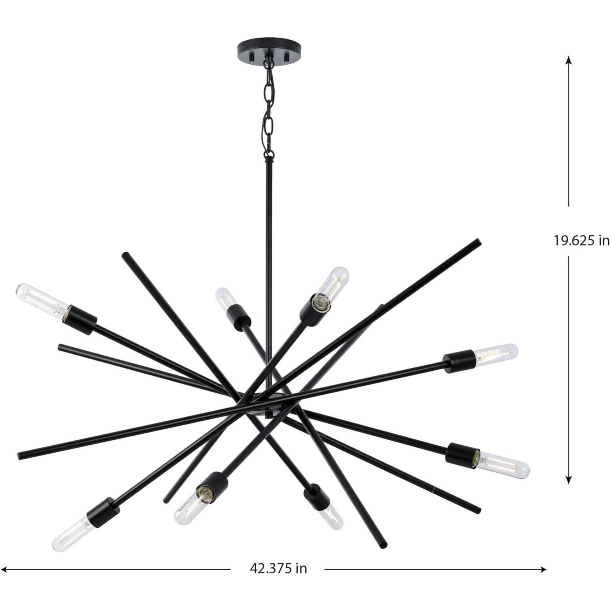 Astra 8 Light 42.38 inch Matte Black Chandelier Ceiling Light, Design Series